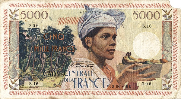 MARTINIQUE 5000 Francs 1960 Pick 36