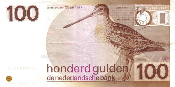 NETHERLANDS 100 Gulden 1977 Pick 97 collectible banknote