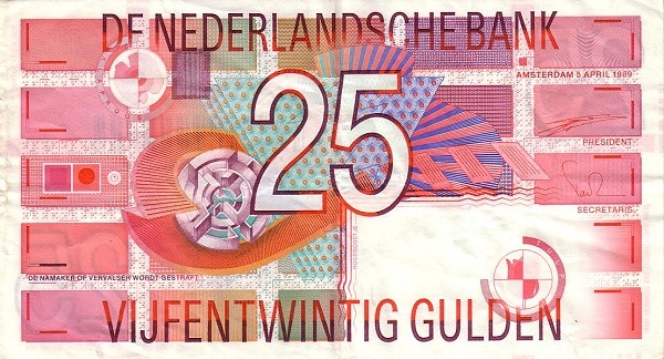 NETHERLANDS 25 Gulden 1989 Pick 100