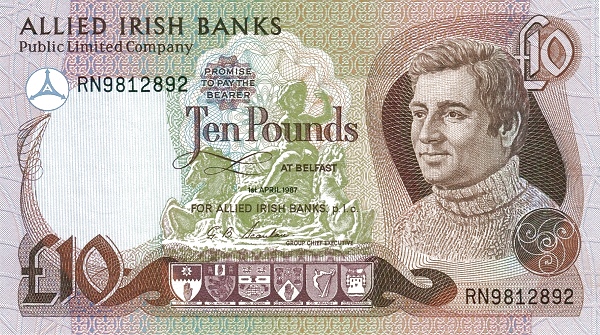 NORTHERN IRELAND 10 Pounds 1987 Pick 7 collectible banknote
