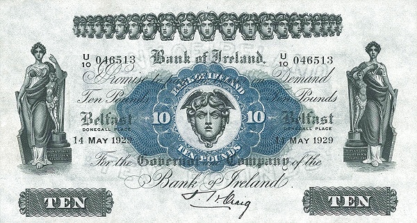 NORTHERN IRELAND 10 Pounds 1958 Pick 53 collectible banknote