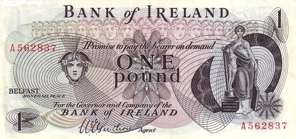 NORTHERN IRELAND 1 Pound 1967 Pick 56 collectible banknote