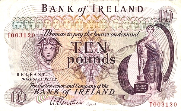 NORTHERN IRELAND 10 Pounds 1967 Pick 58 collectible banknote