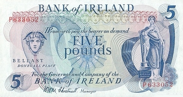 NORTHERN IRELAND 5 Pounds 1971 Pick 62 collectible banknote