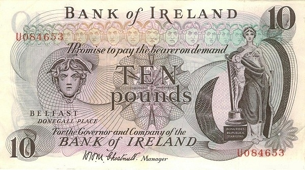NORTHERN IRELAND 10 Pounds 1971 Pick 63 collectible banknote