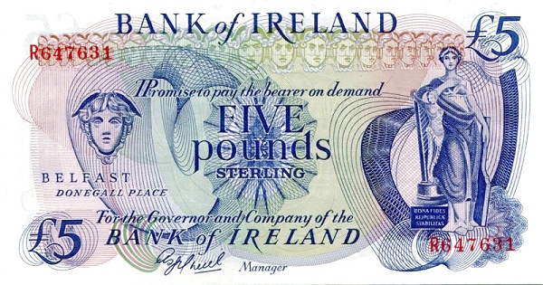 NORTHERN IRELAND 5 Pounds 1980 Pick 66 collectible banknote