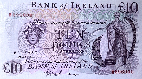 NORTHERN IRELAND 10 Pounds 1980 Pick 67 collectible banknote