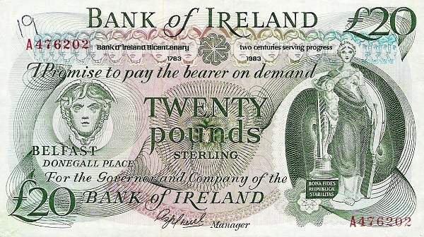NORTHERN IRELAND 20 Pound 1983 Pick 69 collectible banknote