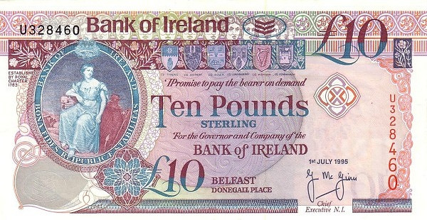 NORTHERN IRELAND 10 Pound 1995 Pick 75 collectible banknote