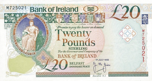 NORTHERN IRELAND 20 Pound 1995 Pick 76 collectible banknote