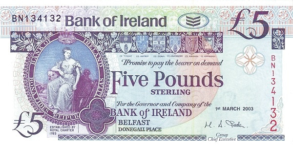 NORTHERN IRELAND 5 Pound 2003 Pick 79 collectible banknote