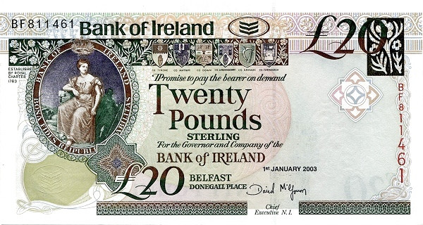 NORTHERN IRELAND 20 Pound 2003 Pick 80 collectible banknote