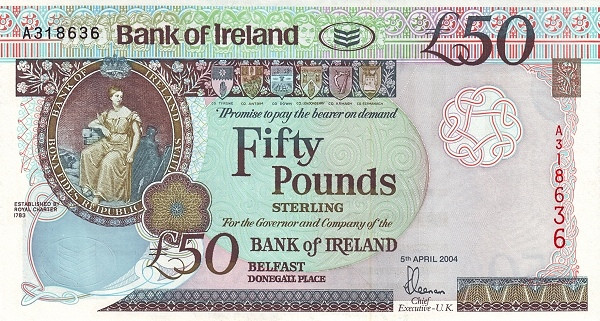 NORTHERN IRELAND 50 Pound 2004 Pick 81 collectible banknote