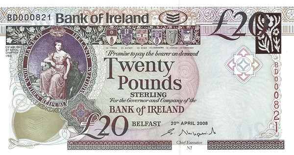 NORTHERN IRELAND 20 Pound 2008 Pick 85 collectible banknote