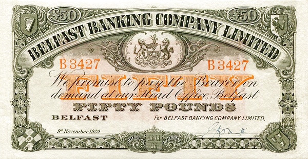 NORTHERN IRELAND 50 Pounds 1963 Pick 130 collectible banknote