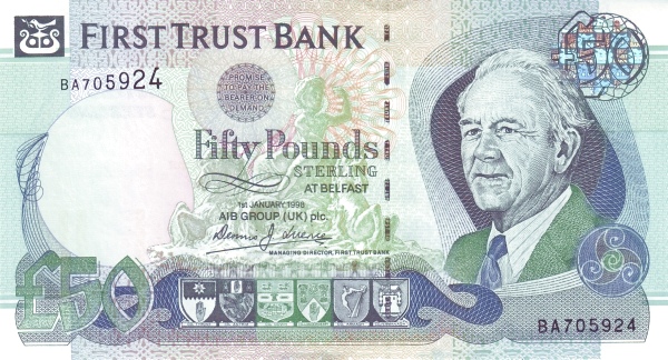 NORTHERN IRELAND 50 Pound 1998 Pick 138 collectible banknote