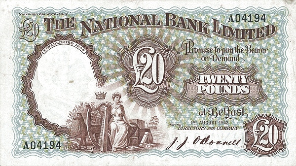 NORTHERN IRELAND 20 Pounds 1959 Pick 161 collectible banknote
