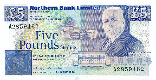 NORTHERN IRELAND 5 Pounds 1988 Pick 193 collectible banknote
