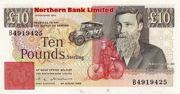 NORTHERN IRELAND 10 Pounds 1988 Pick 194 collectible banknote