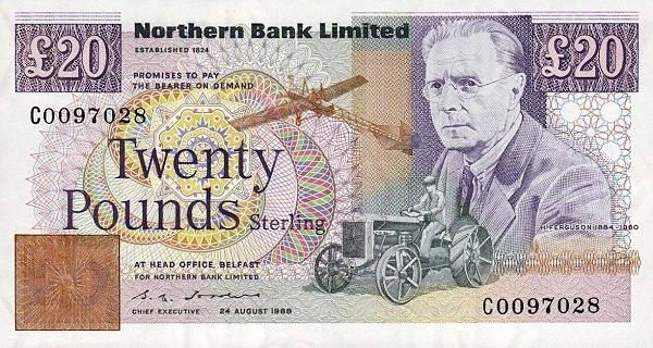 NORTHERN IRELAND 20 Pounds 1988 Pick 195 collectible banknote
