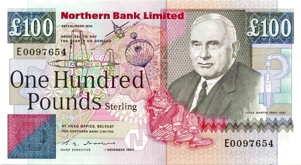NORTHERN IRELAND 100 Pounds 1990 Pick 197 collectible banknote