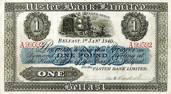 NORTHERN IRELAND 1 Pound 1956 Pick 315 collectible banknote