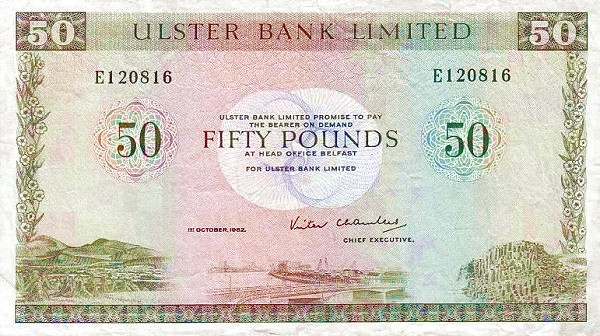 NORTHERN IRELAND 50 Pounds 1982 Pick 329 collectible banknote