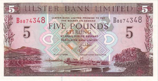 NORTHERN IRELAND 5 Pounds 1998 Pick 335 collectible banknote