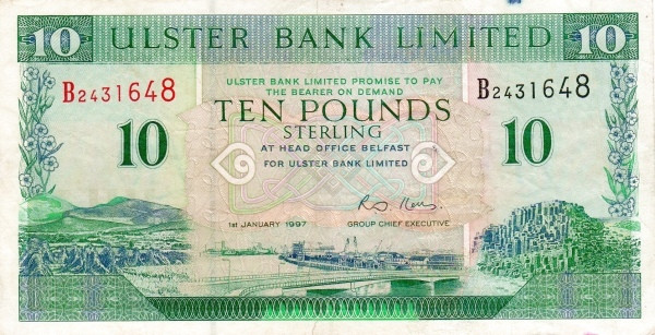 NORTHERN IRELAND 10 Pounds 1997 Pick 336 collectible banknote