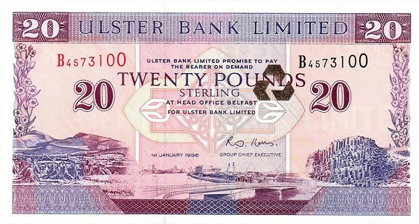 NORTHERN IRELAND 20 Pounds 1996 Pick 337 collectible banknote