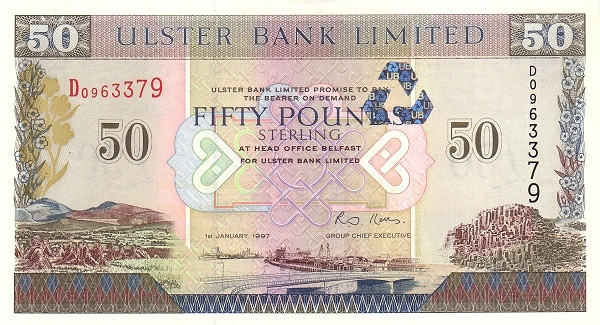 NORTHERN IRELAND 50 Pounds 1997 Pick 338 collectible banknote