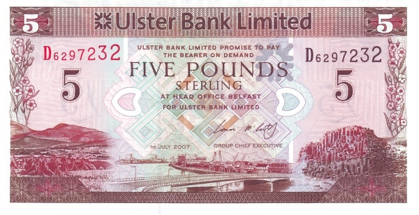 NORTHERN IRELAND 5 Pounds 2007 Pick 340 collectible banknote