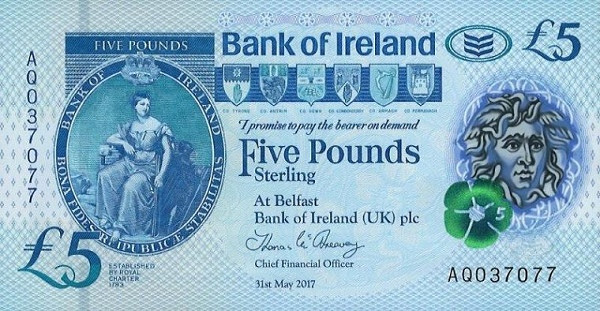NORTHERN IRELAND 5 Pound 2017 Pick 90 collectible banknote