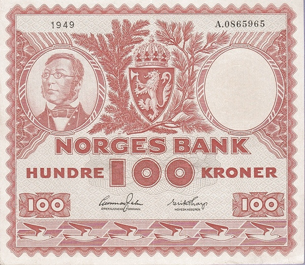 NORWAY 100 Kroner 1962 Pick 33 collectible banknote