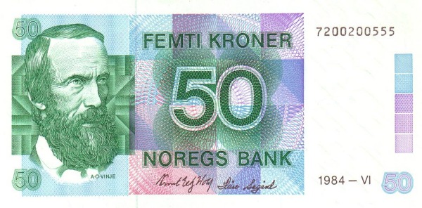 NORWAY 50 Kroner 1984 Pick 42 collectible banknote