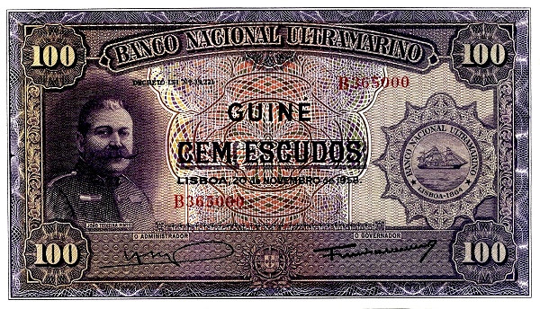PORTUGUESE GUINEA 100 Escudos 1958 Pick 38
