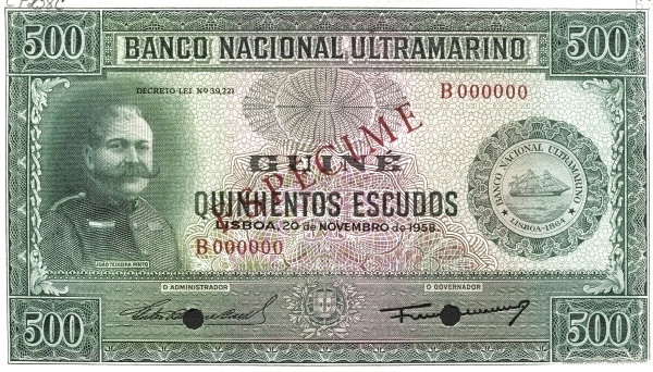 PORTUGUESE GUINEA 500 Escudos 1958 Pick 39