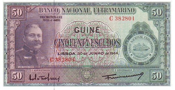 PORTUGUESE GUINEA 50 Escudos 1964 Pick 40