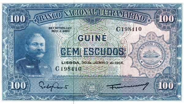 PORTUGUESE GUINEA 100 Escudos 1964 Pick 41 collectible banknote