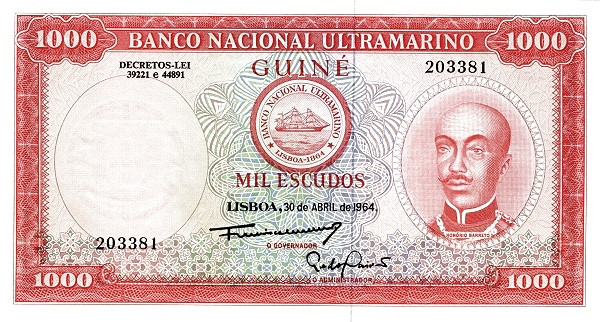 PORTUGUESE GUINEA 1000 Escudos 1964 Pick 43 collectible banknote