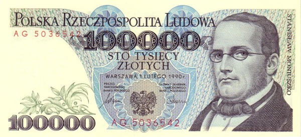 POLAND 100000 Zlotych 1990 Pick 154 collectible banknote