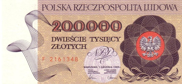 POLAND 200000 Zlotych 1989 Pick 155 collectible banknote