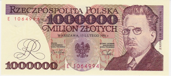 POLAND 1000000 Zlotych 1991 Pick 157 collectible banknote