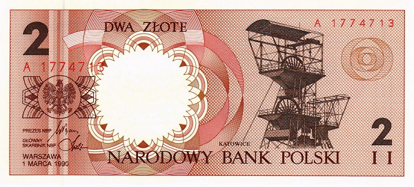 POLAND 2 Zlotych 1990 Pick 165 collectible banknote