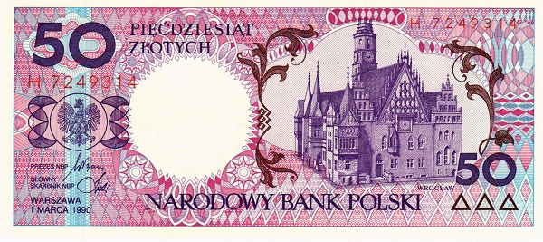 POLAND 50 Zlotych 1990 Pick 169 collectible banknote