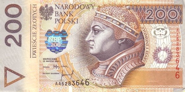 POLAND 200 Zlotych 1994 Pick 177 collectible banknote