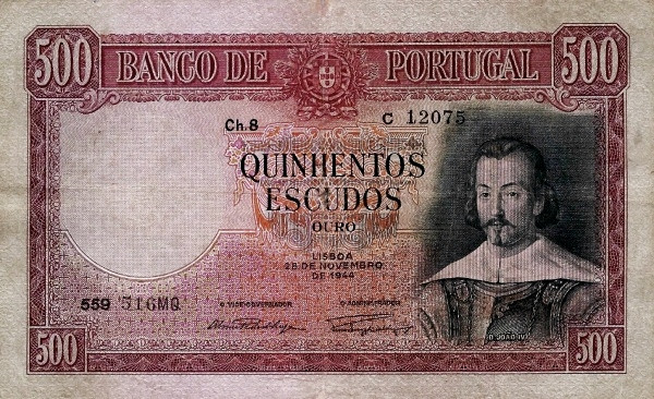 PORTUGAL 500 Escudos 1952 Pick 158