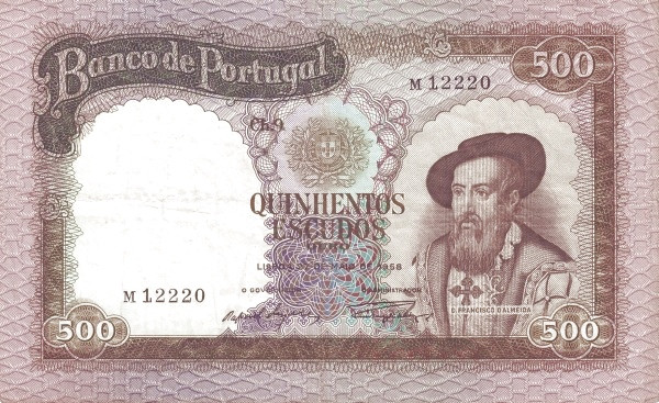 PORTUGAL 500 Escudos 1958 Pick 162 collectible banknote