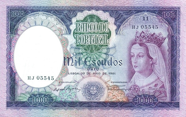 PORTUGAL 1000 Escudos 1961 Pick 166 collectible banknote