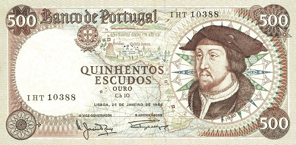 PORTUGAL 500 Escudos 1966 Pick 170 collectible banknote
